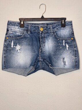 Denim Co. Transatom Jeans Vintage Women's Distressed Denim Shorts, Size 38